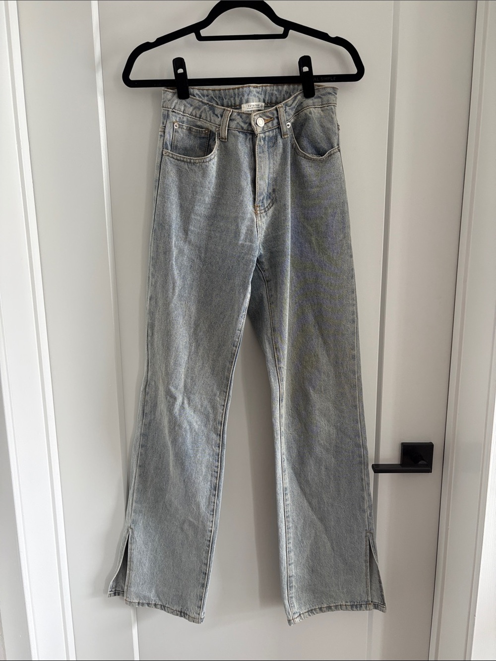 12th Tribe Light Blue Flare Jeans with Hem Slits
